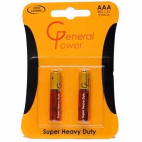 باطری نیم‌قلمی (AAA) دو‌تایی کارتی GENERAL POWER | فروش فقط حضوری در فروشگاه سفید رایانه اهواز