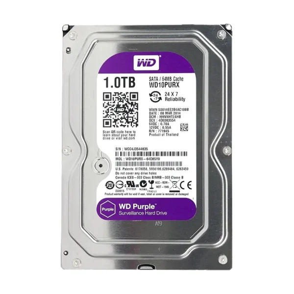 هارد دیسک اینترنال Western Digital WD Purple 1TB (گارانتی فروشگاهی) | فروش فقط حضوری در فروشگاه سفید رایانه اهواز