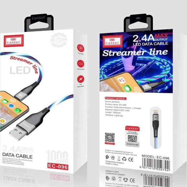کابل اندروید (میکرو) Earldom EC-096M ال‌ ای‌ دی‌ دار | فروش فقط حضوری در فروشگاه سفید رایانه اهواز